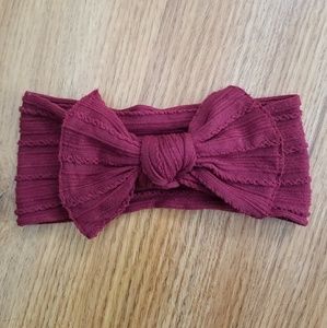 Baby Bling Bows burgundy cable knit knot